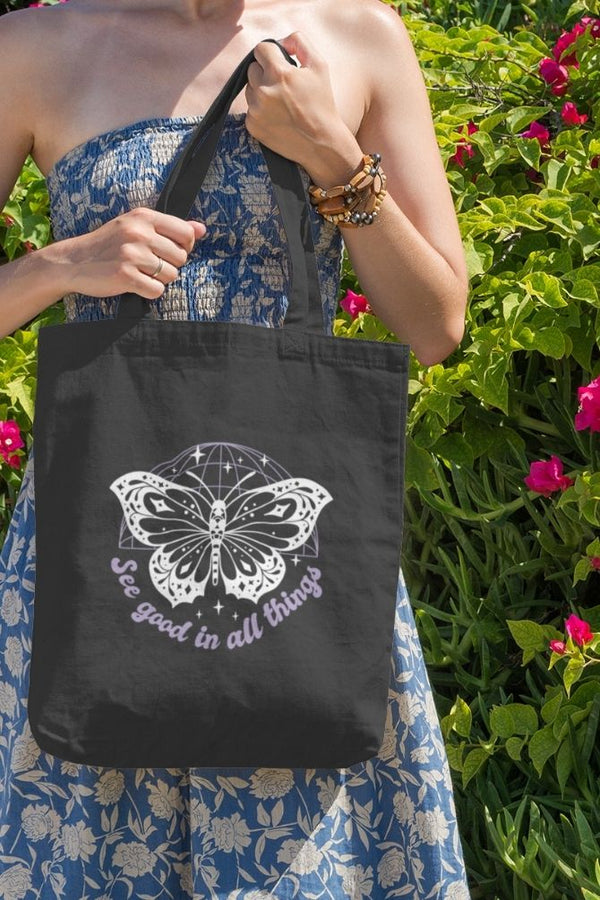Butterfly Quote Zipper Tote Bag