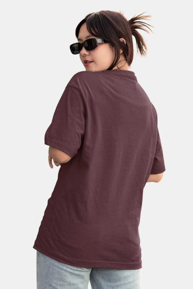 Maroon Oversized T-Shirt For Women - WowWaves - 3