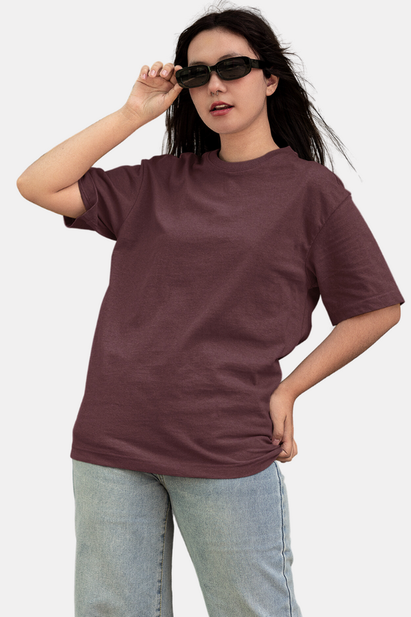 Maroon Oversized T-Shirt For Women - WowWaves
