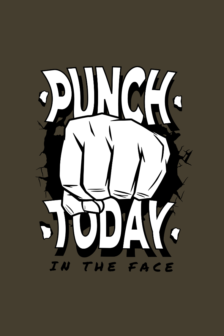 Punch Today In The Face Printed Oversized T-Shirt For Men - WowWaves - 1