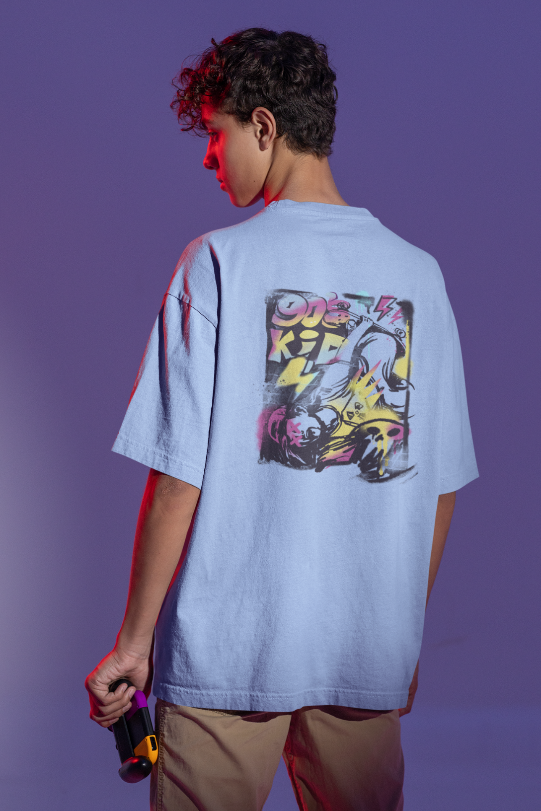 90S Skater Graffiti Printed Oversized T-Shirt For Men - WowWaves