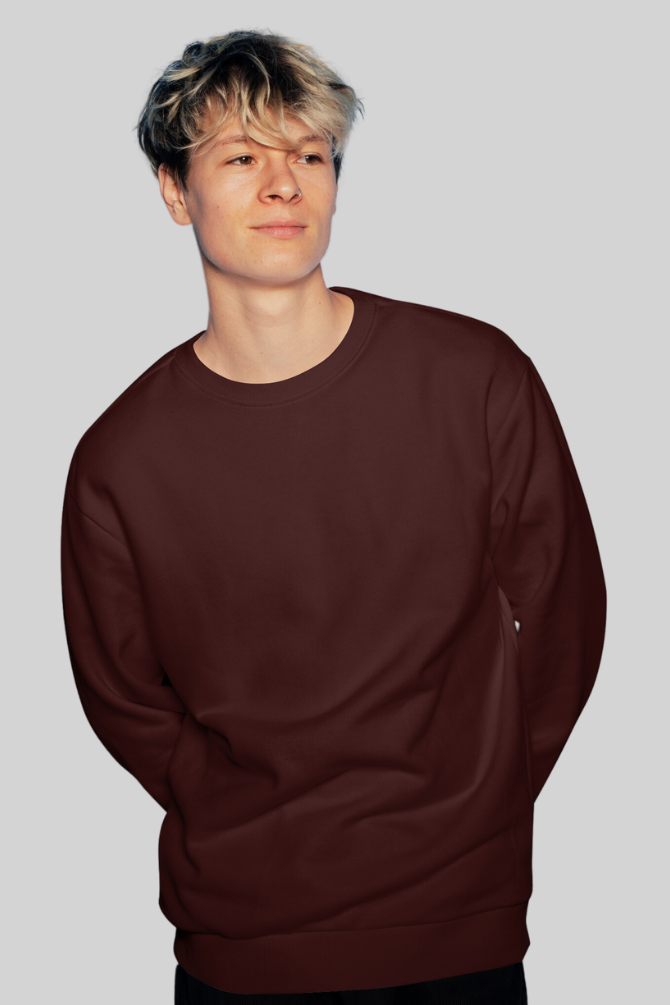 Maroon Oversized Sweatshirt For Men - WowWaves - 3