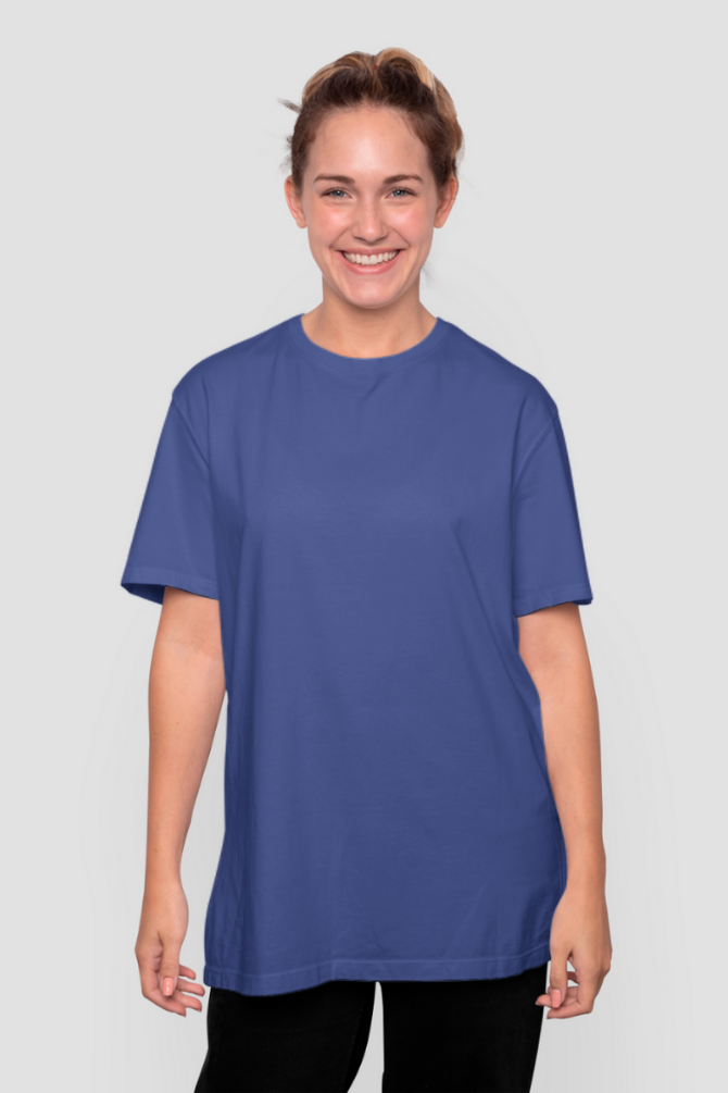 Royal Blue Oversized T-Shirt For Women - WowWaves - 3