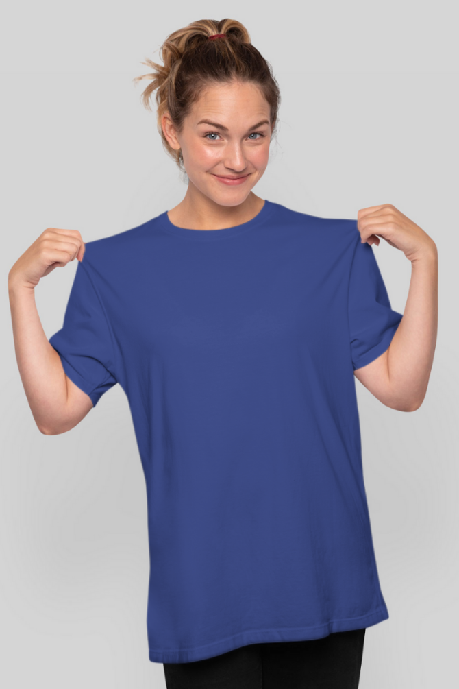 Royal Blue Oversized T-Shirt For Women - WowWaves - 2