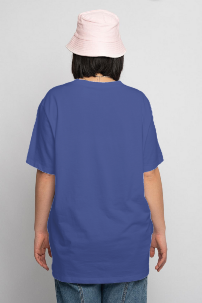 Royal Blue Oversized T-Shirt For Women - WowWaves - 4