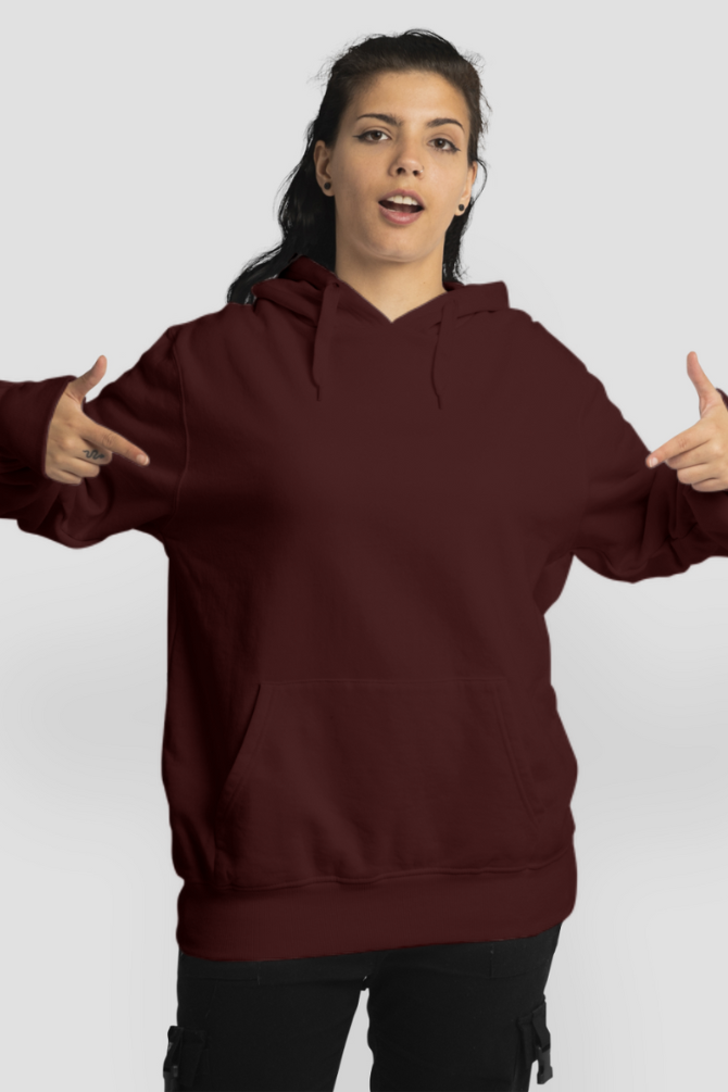 Maroon Oversized Hoodie For Women - WowWaves