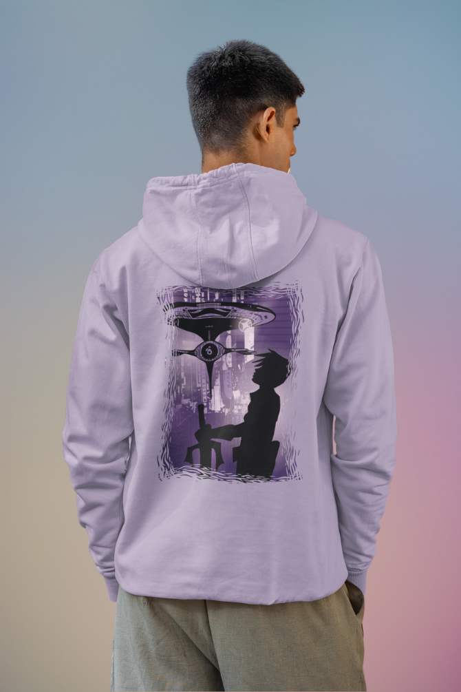 Sci Fi Anime Lavender Printed Hoodie For Men - WowWaves