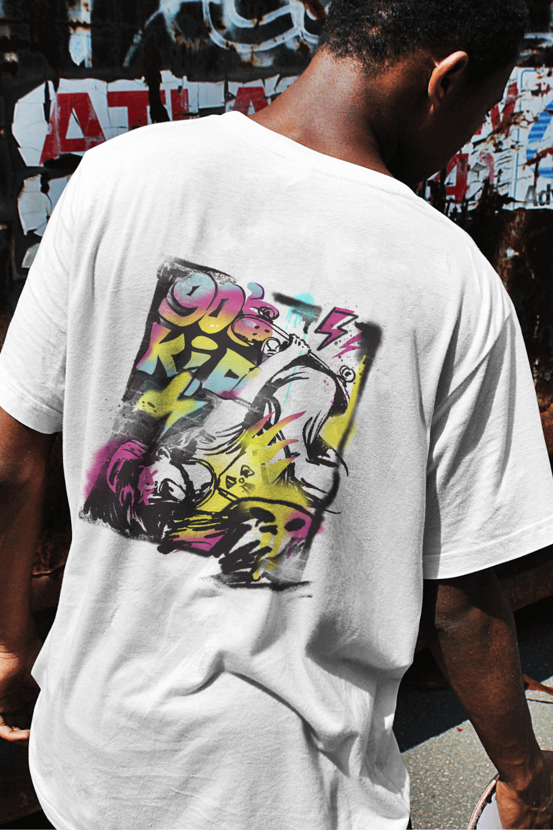 90S Skater Graffiti Printed Oversized T-Shirt For Men - WowWaves - 4