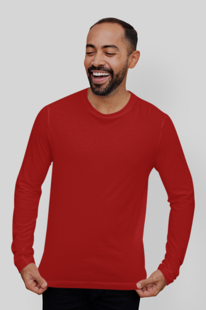 Red Full Sleeve T-Shirt For Men - WowWaves - 6