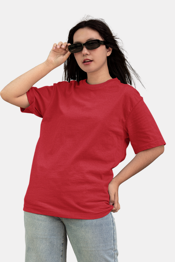 Red Oversized T-Shirt For Women - WowWaves