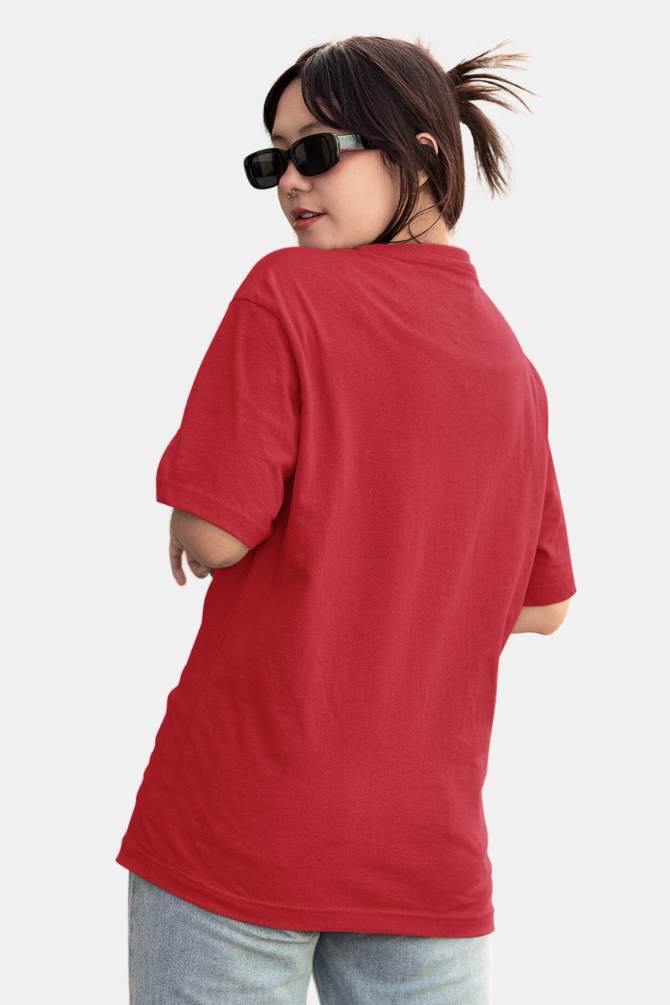 Red Oversized T-Shirt For Women - WowWaves - 3
