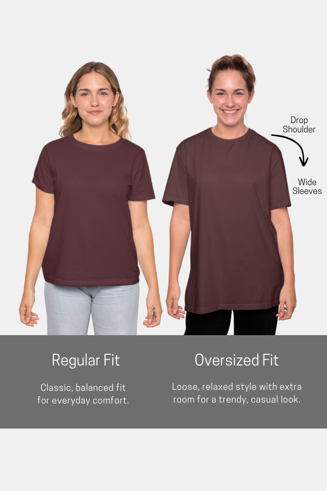 Maroon Oversized T-Shirt For Women - WowWaves - 7