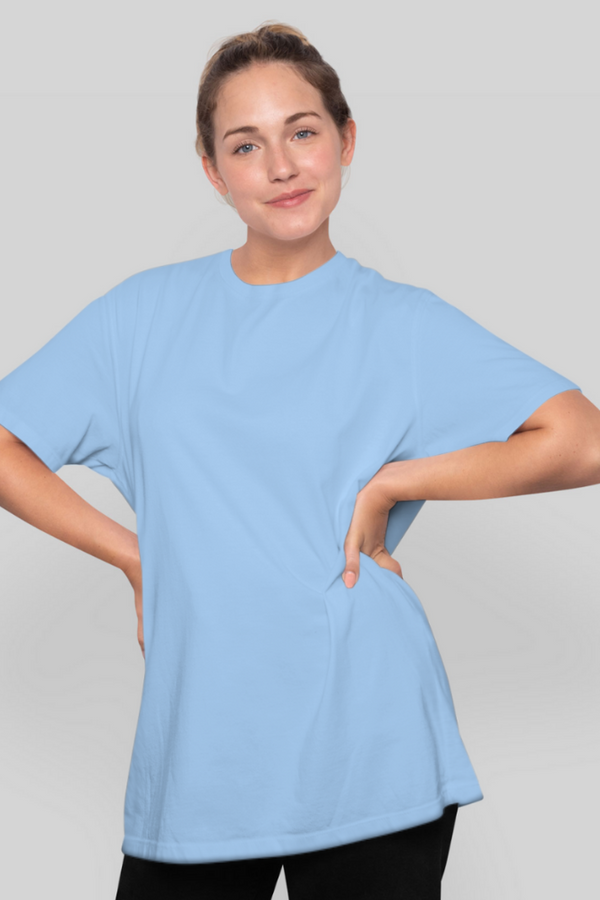 Baby Blue Oversized T-Shirt For Women - WowWaves