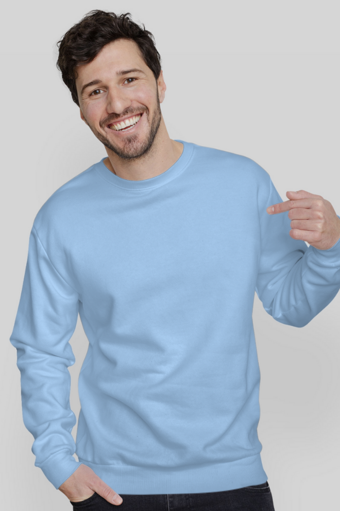 Baby Blue Sweatshirt For Men - WowWaves - 2
