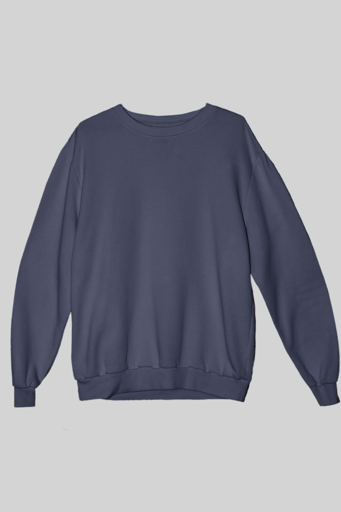 Navy Blue Oversized Sweatshirt For Women - WowWaves - 1