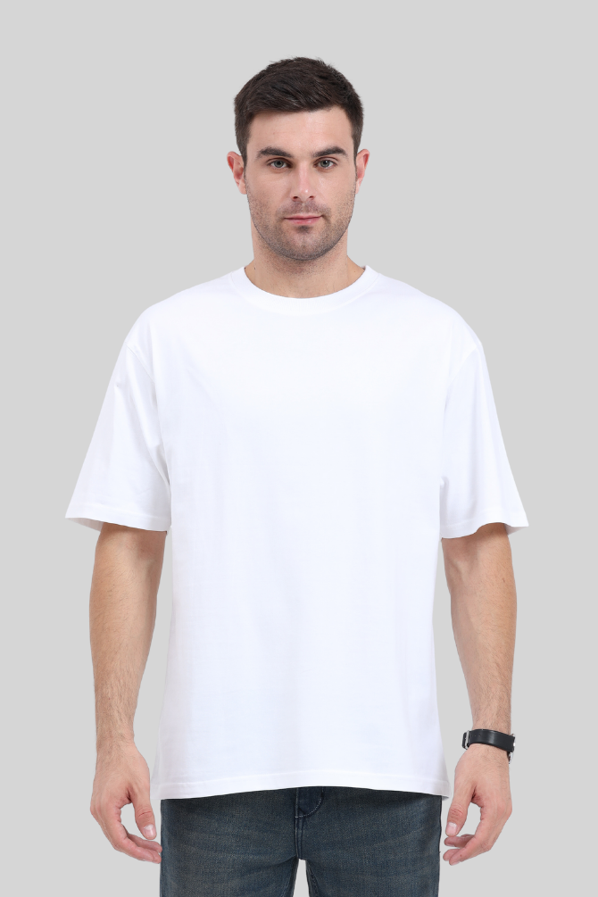 White Lightweight Oversized T-Shirt For Men - WowWaves