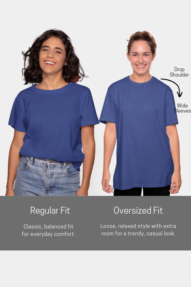 Royal Blue Oversized T-Shirt For Women - WowWaves - 8