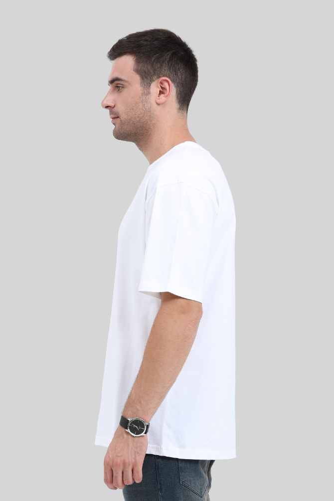 White Lightweight Oversized T-Shirt For Men - WowWaves - 1