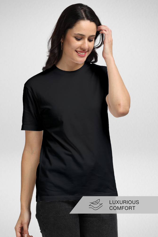 Black Supima Cotton T-Shirt For Women - WowWaves - 3