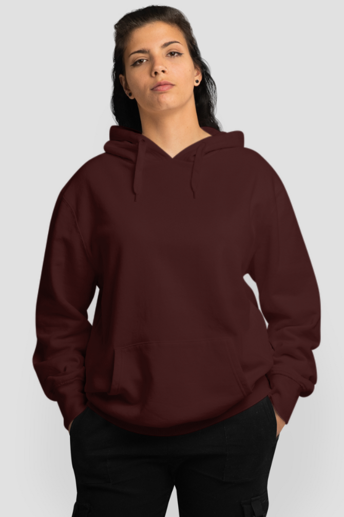 Maroon Oversized Hoodie For Women - WowWaves - 4