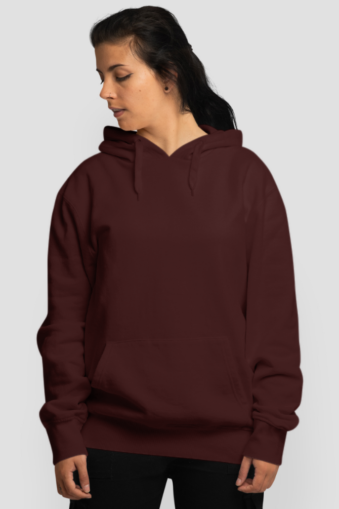 Maroon Oversized Hoodie For Women - WowWaves - 5