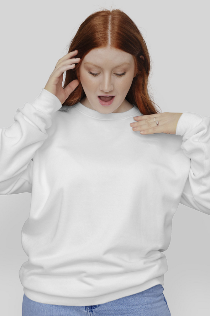 White Oversized Sweatshirt For Women - WowWaves - 6