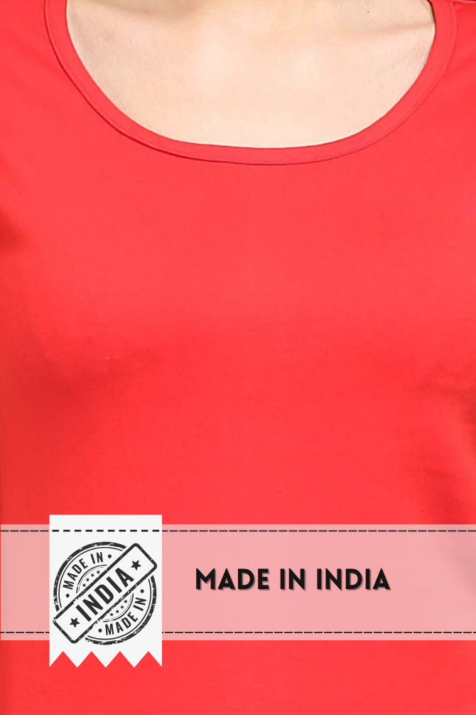 Red Scoop Neck T-Shirt For Women - WowWaves - 9