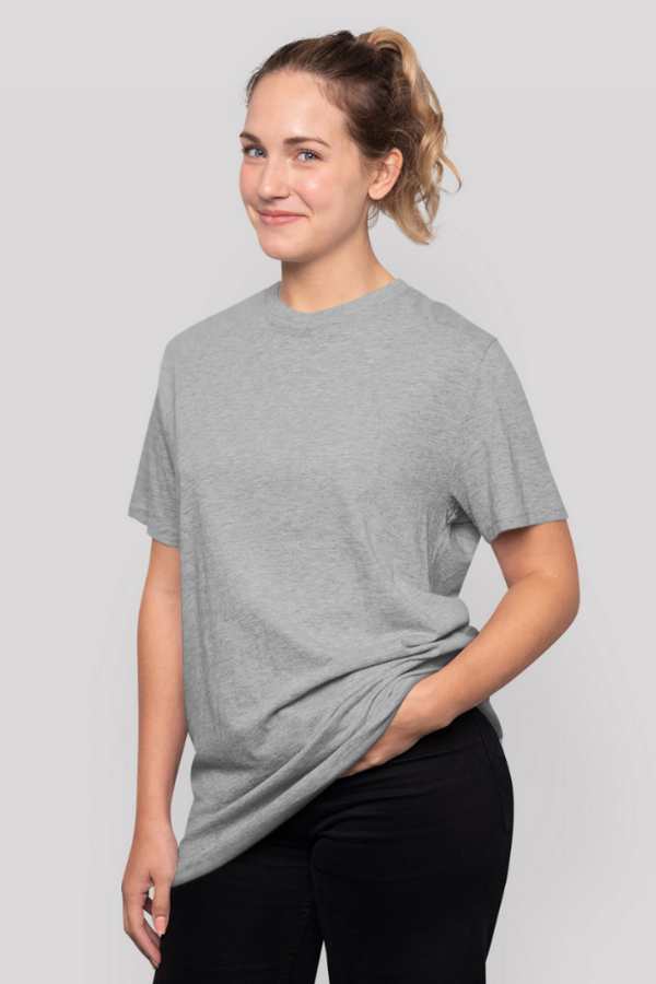 Grey Melange Lightweight Oversized T-Shirt For Women - WowWaves
