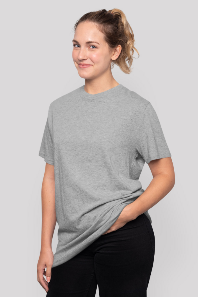 Grey Melange Oversized T-Shirt For Women - WowWaves