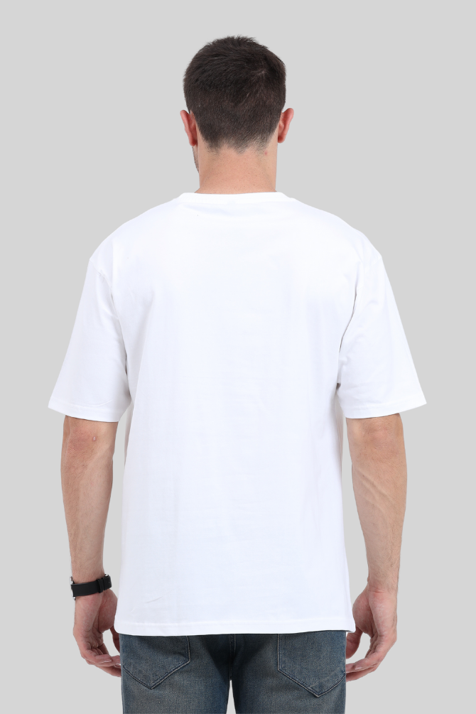 White Lightweight Oversized T-Shirt For Men - WowWaves - 3