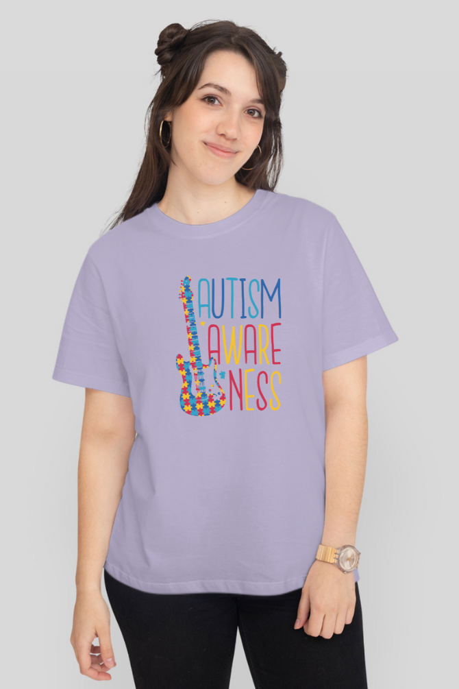 Autism Awareness Puzzle Guitar Printed T-Shirt For Women - WowWaves - 6