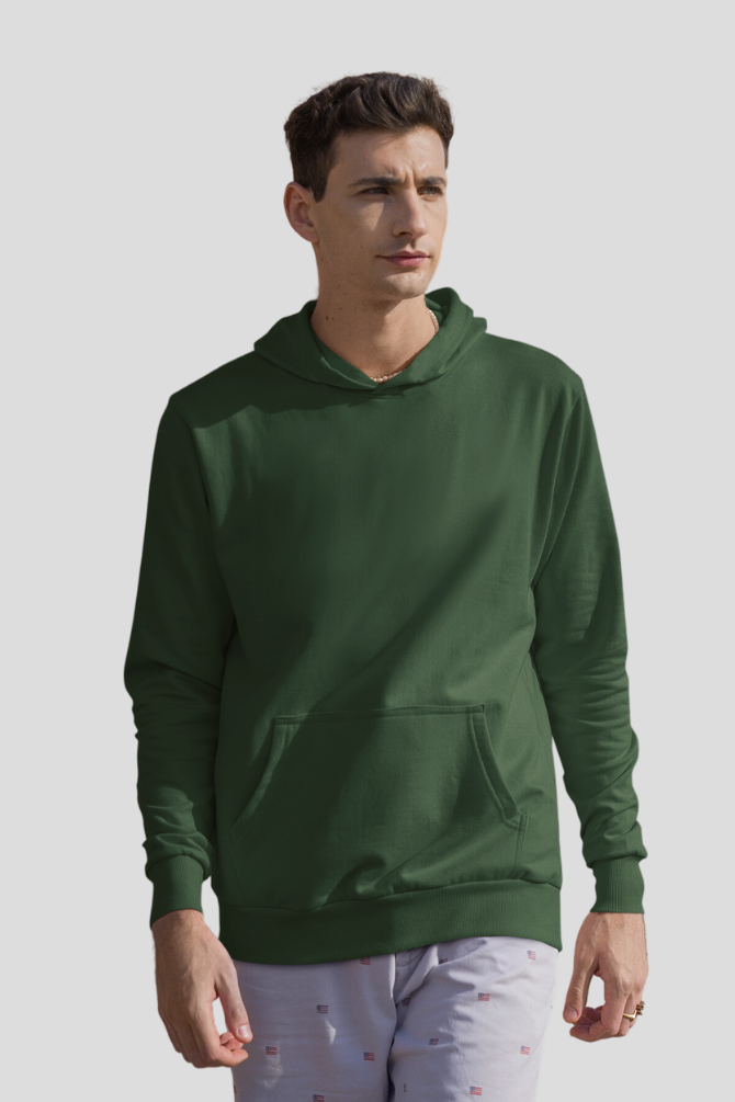 Bottle Green Hoodie For Men - WowWaves - 2