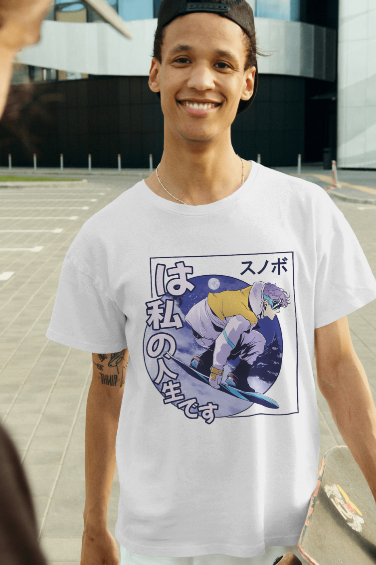 Anime Snowboard Printed Oversized T-Shirt For Men - WowWaves - 2