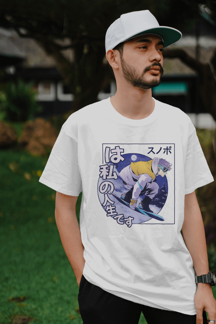Anime Snowboard Printed Oversized T-Shirt For Men - WowWaves - 3