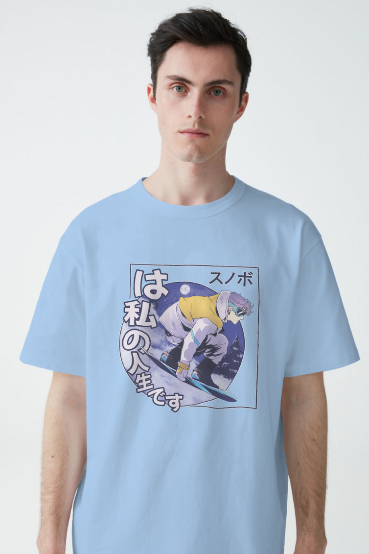 Anime Snowboard Printed Oversized T-Shirt For Men - WowWaves - 4
