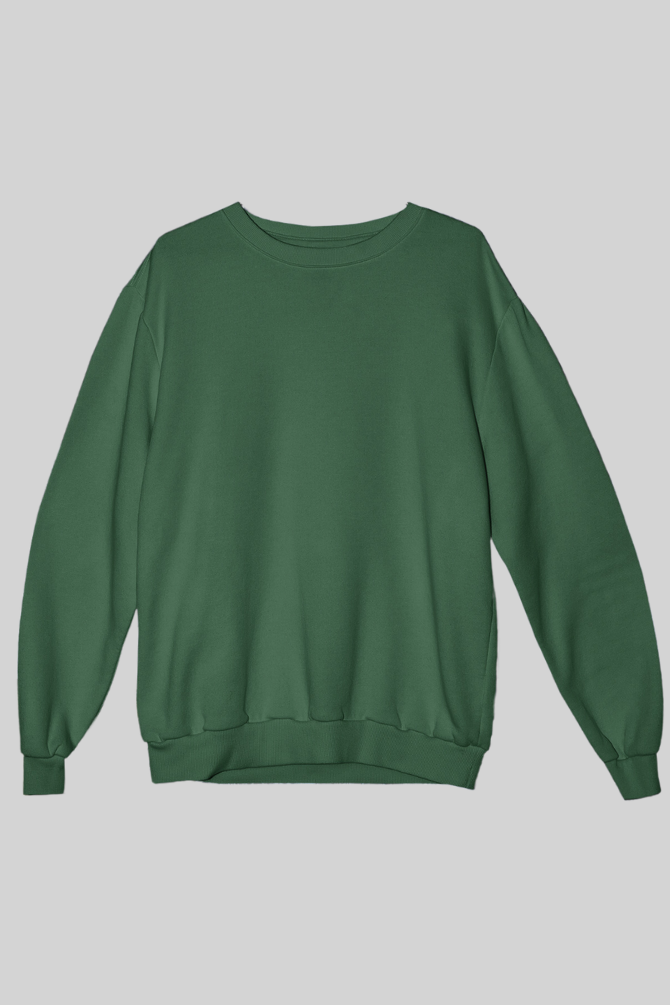 Bottle Green Oversized Sweatshirt For Women - WowWaves - 1