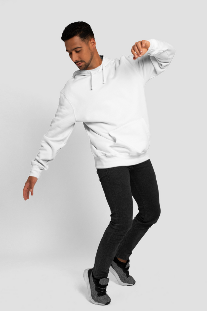 White Oversized Hoodie For Men - WowWaves - 4