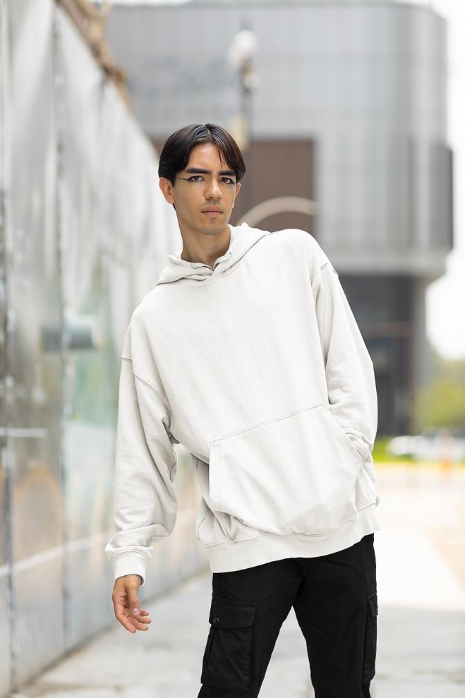 White Oversized Hoodie For Men - WowWaves - 1