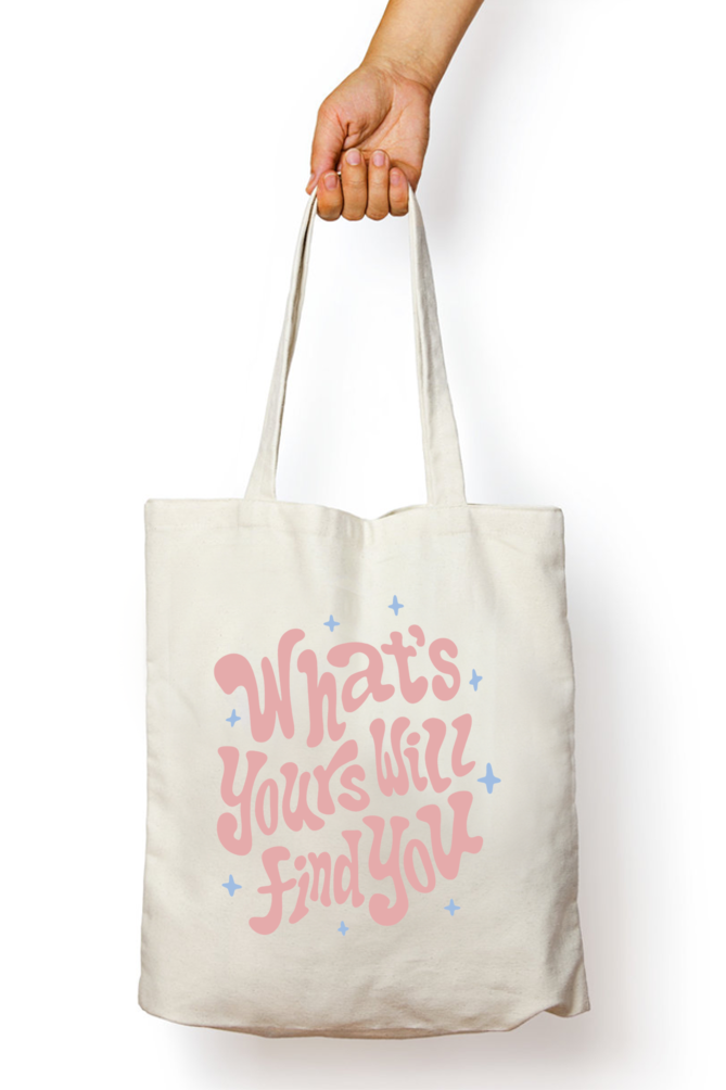 What Yours Will Find You Quote Zipper Tote Bag -8