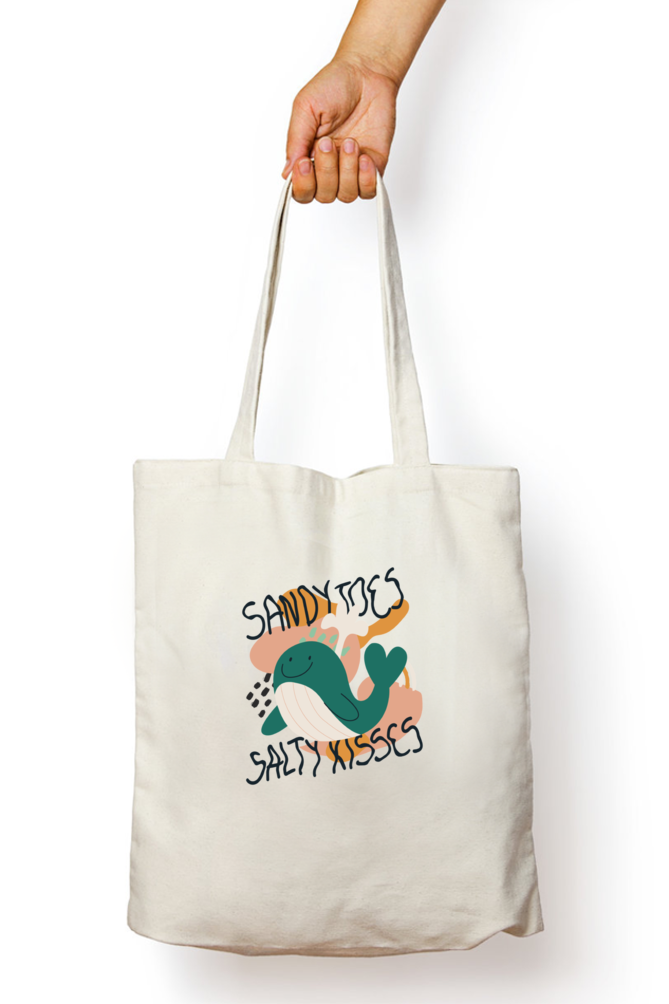 Sandy Toes Beach Whale Zipper Tote Bag -8