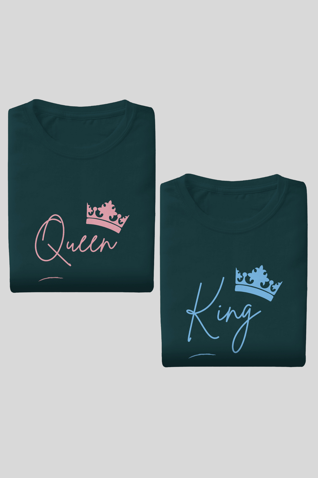 King & Queen Crown Couple T Shirt - WowWaves - 1