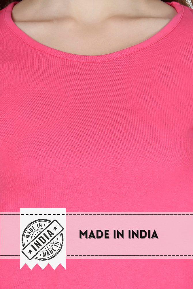 Pink Scoop Neck T-Shirt For Women - WowWaves - 8