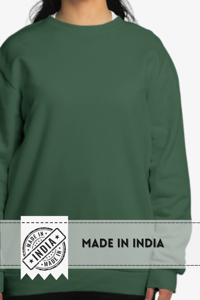 Bottle Green Oversized Sweatshirt For Women - WowWaves - 5