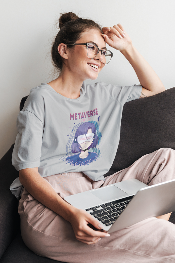 Anime Girl Virtual Reality Printed Oversized T-Shirt For Women - WowWaves