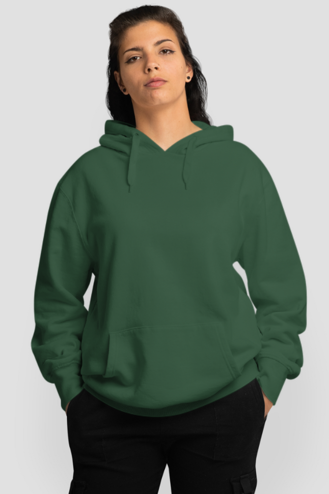 Bottle Green Oversized Hoodie For Women - WowWaves - 4