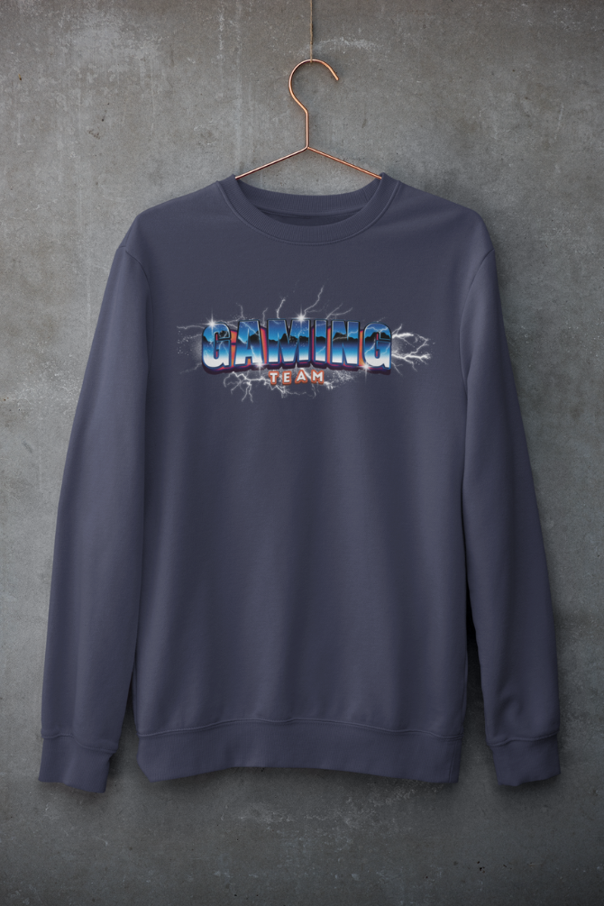 Gaming Team Navy Blue Printed Sweatshirt For Men - WowWaves - 3