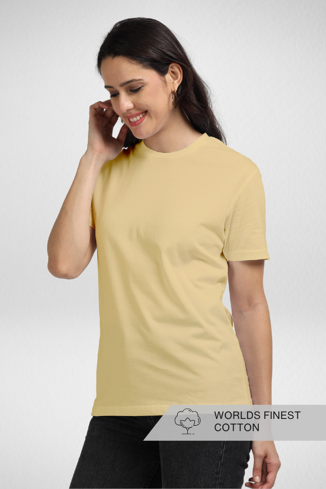 Beige Supima Cotton T-Shirt For Women - WowWaves - 4