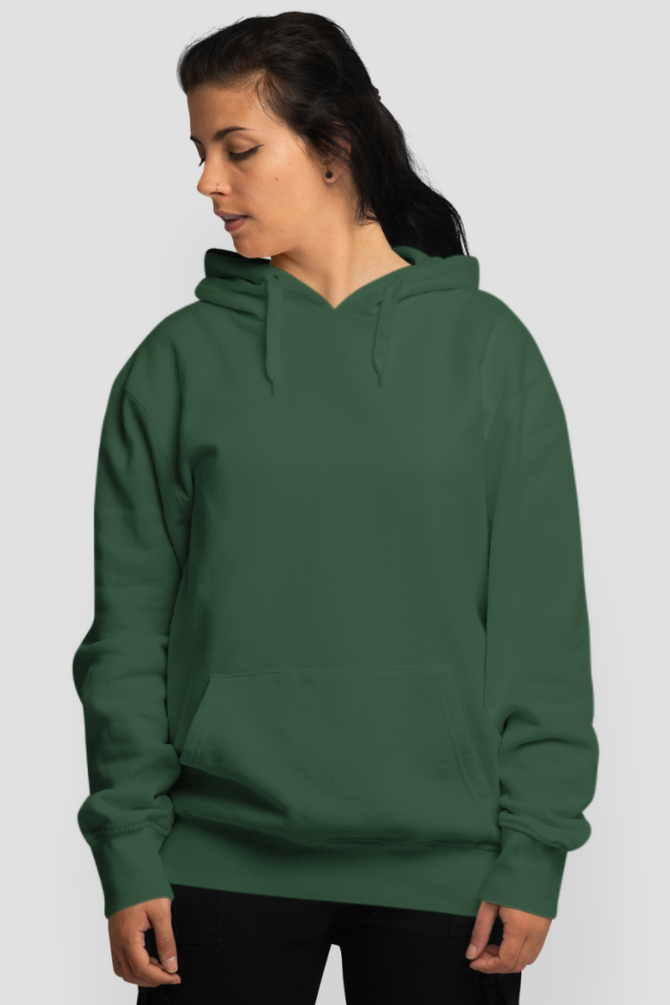 Bottle Green Oversized Hoodie For Women - WowWaves - 5