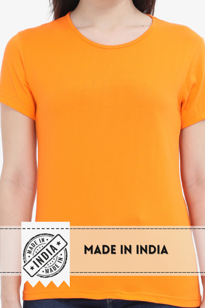 Orange Scoop Neck T-Shirt For Women - WowWaves - 6