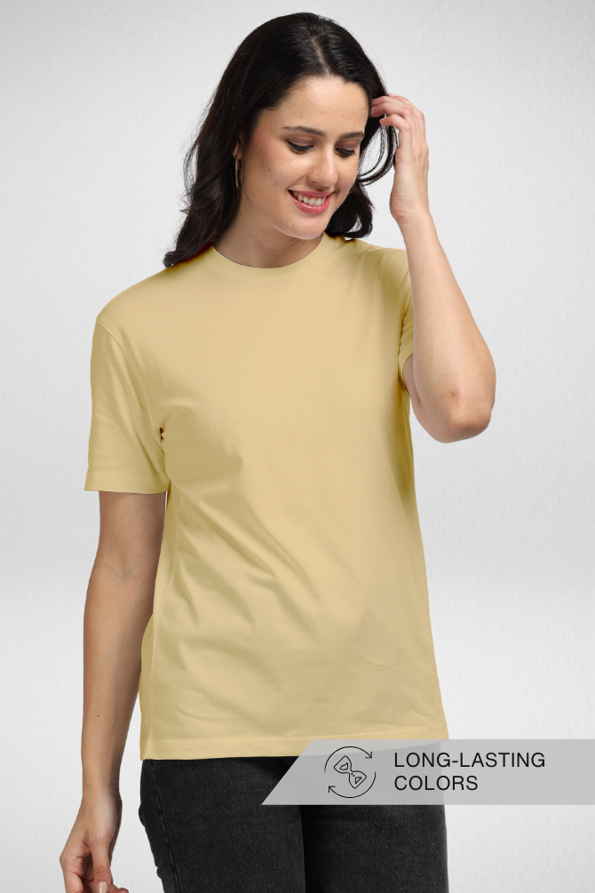 Beige Supima Cotton T-Shirt For Women - WowWaves - 3